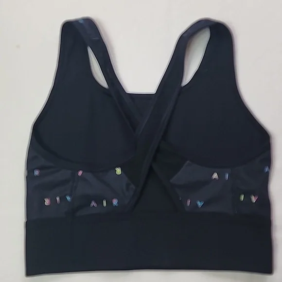 Nike Black Sports Bra with Neon Accents Size Small Featuring AIR Print - Picture 3 of 7